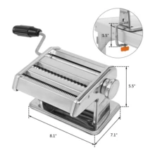 1pc Fresh Pasta Maker Roller, Machinestainless,Sheet Thickness From 0,5 Mm To 4,8 Mmthanks To 10-Position Adjuster,3 Pasta Shapes Included,Makes Lasagne, Fettuccine & Tagliolini,Ect - Silver - View 2