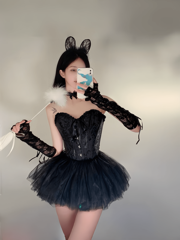 1pc Women's Black Underskirt Tutu Skirt, Short Pleated Mesh Waistless Puff Skirt, Suitable For Stage Performance, Summer Beach, Wedding, Party, Cosplay, Halloween, Dance Group, Can Be Worn As Outer Skirt