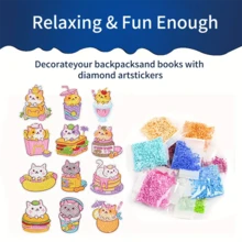 12 款手工 DIY 可爱猫咪钻石画套装，含宝石工具，艺术和手工艺品，最佳马赛克贴纸礼物 - 彩色 - 查看 6