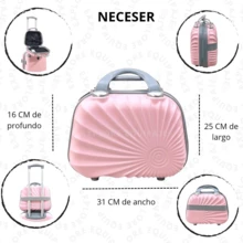 JONY Maleta Más Neceser de 20 Pulgadas Con Candado Fijo De Combinación y 4 Llantas 360° - Rosa Pálido - Ver 4