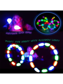 1/2pcs LED Meteor Ball - Upgraded Water Drop Shaped Professional Rainbow Gradient & High Frequency Flashing Rotating LED Lighting Toy Ball, 9 Lighting Modes, Suitable For Beginners And Professionals, Rainbow Rotating Dance And High Frequency Flashing Rotating LED Lighting Toy, Christmas & Halloween Gift Lighting Ball - White - View 6