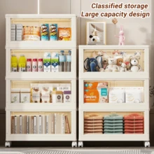 4/5/6-Tier Layer Folding Storage Cabinet,Multi-Purpose Storage,Folds Flat For Storage,Foldable Kitchen Pantry Organizer With Flip Doors ,Multi-Layer Plastic Storage Cabinet, Home Furniture,Space-Saving Home Storage Cabinet, Multi-Use For Bedroom, Bathroom, Dorm & Rental, Easy To Assemble Foldable Storage Cabinets , Suitable For Bathroom, Home, Office, Dorm, Bedroom Organizer Storage - Multicolor - View 4