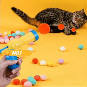 1 Set Of Plush Cat Interactive Toys And Random Color Plush Balls,Not Noisy At Night,