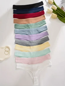 Kit 10 Calcinhas Fio Dental de Algodão Canelado