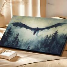 1pc Framed Wrapped Canvas Wall Art Vintage Print Black Dragon Soaring Through Cloudy Sky Canvas Classic Oil Painting Art Home Decor For Living Room, Bedroom, Office - Khung bọc - Xem 4