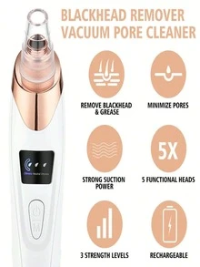 1 Blackhead Remover Pore Vacuum Cleaner, Facial Pore Cleaner, 5 Suction Heads, 3 Suction Forces, Blackhead Remover Pore Vacuum Cleaner USB Rechargeable Facial Pore Cleaner Adult Extraction Tool Multifunctional Cleaning Instructions - Multicolor - View 6