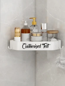 1pc Custom Text No Punching Bathroom Corner Shelf, Kitchen And Bathroom Storage Corner Shelf, Wall Mounted Bathroom Corner Shelf, Triangular Basket Layer Shelf - Multicolor - View 10
