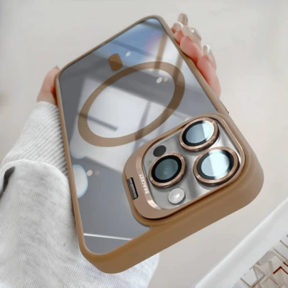 高级加厚磁吸防震手机壳，兼容 16/15/14/13/12/11 Pro Max Plus，包含支架和后盖玻璃保护膜，防水、防摔、防刮。