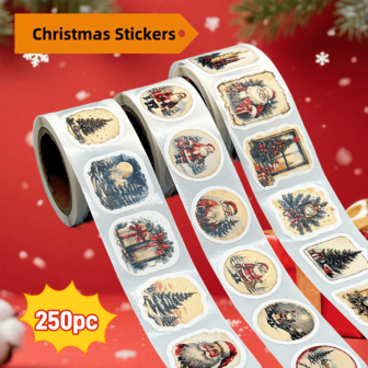 Christmas Sticker Rolls, Sealing Stickers, 8 Designs, Christmas Self-Adhesive Stickers, Envelopes, Diaries, Decorations, Party Supplies, 250 Sheets