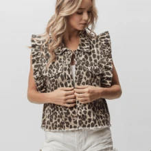 The Jennifer Button-Down Vest - 豹 - 查看 1