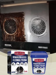 JUE FISH 100g Stainless Steel Cleaning Paste - Removes Stains, Rust, Polishes And Degreases Stainless Steel Pots, Pans, Stovetops, Hoods, Rust Remover, Multi-Purpose Kitchen Cleaning Powder, Suitable For Pots, Pans And Surfaces, Stainless Steel Cleaning Paste - Pot Cleaning Agent; Stainless Steel Cookware Cleaner; Stove Cleaner; Cleaning Supplies; Iron Cleaner; Kitchen Supplies; Kitchen; Cleaning; Kitchen Utensils, Pots, Stoves - Multicolor - View 2