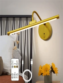 1 Stück USB aufladbare Bildbeleuchtung, Badezimmerspiegelbeleuchtung, mit Fernbedienung zum Dimmen und Timer, kabellose Kunstbeleuchtung, Schwarz/Gold optional, geeignet für Wandbilder, Fotorahmen, Kunstporträts, Dartscheiben (1800mAh) - USB - Übersicht 11