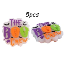 5 bucăți, mărgele și sortimente de mărgele, mărgele focale din silicon pentru Halloween, disponibile în diverse stiluri, cu fantome, dovleci și alte modele, potrivite pentru brățări, brelocuri, pixuri cu mărgele și mărgele realizate manual