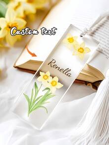 1 pieza Marcapáginas de acrílico transparente con nombre personalizado con 23 estilos - Accesorio de libro hecho a mano con flores personalizadas, regalo único para lectores - Para amantes de los libros - Regalo de Navidad - Regalo perfecto para mamá - Multicolor - Ver 15