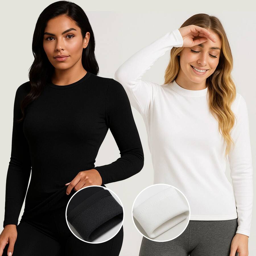 Blusa Térmica Feminina em Suplex Peluciado - Branco - Visão 1