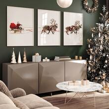 Set Of 3 Unframed Santa Sleigh Print Gallery Christmas Prints Wall Art, Rustic Holiday Decor, Aesthetic Room Decor, Waterproof Canvas Wall Art, Artwork Wall Painting For Gift,Bedroom, Living Room, Office, Bathroom, Home And Dormitory Decoration Home Decor Christmas Decorations