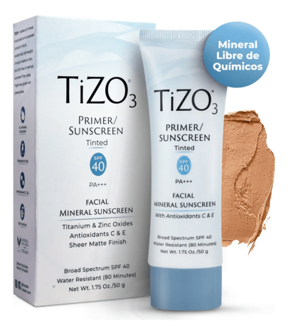 TiZO 3 Protector Solar Facial Mineral Con Color Skin Care Sunscreen Resistente al Agua SPF 40 Bloqueador Solar Facial Con Óxido de Zinc Skincare y Belleza 50g