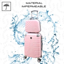 JONY Maleta Más Neceser de 20 Pulgadas Con Candado Fijo De Combinación y 4 Llantas 360° - Rosa Pálido - Ver 6