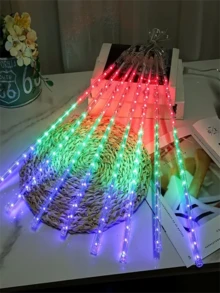 1 Set Of 8-Tube 192LED Meteor Shower Light String, USB Landscape Light, Outdoor Tree Decoration, Suitable For Garden, Street, Terrace, Tent, Wedding Party, Christmas, Thanksgiving And Halloween Decoration - USB - View 7