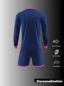 2pcs Bold Navy & Pink Gradient - Striped Soccer Set | Fully Customizable: Remix Stripe Angles, Blend Color Transitions | Ideal For Street Soccer Tourneys, Pride Events, Creative Teams | Breathable Mesh Panels, Anti - Chafe Seams | Personalized Design To Ignite Bold Self - Expression On - Field