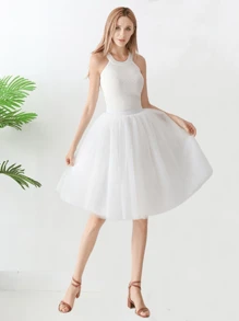 1pc Women's Knee-Length Skirt, Available In Pink, Light Blue, Champagne, Blue-Gray, White, Red, Black, Olive Green, Rose Red, Royal Blue, Yellow, Solid Color Long Skirt, Fluffy Tutu Skirt, Petticoat, Princess Dress, Puff Skirt, Special Crescent Edge Elastic Waist 4-Layer Tulle + 1 Lining Skirt, Boneless Petticoat, Dress Petticoat, Holiday Decorative Skirt, Stage Party Performance Dress, Summer Mesh Skirt, Cosplay Decorative Skirt, Dance Skirt, Fitted Dress Fall Clothes For Women - Multicolor - View 21