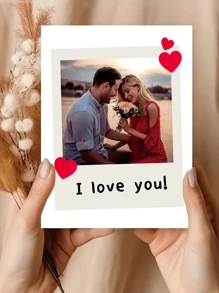 1pc Personalized Picture Card-6Styles,,Customized Photo &Text Greeting Card ,Romantic Love Card, Valentine's Day Card,Birthday Greeting Gift Card,Perfect For Valentine's Day, Anniversaries, Birthdays - Ideal Gift For Loved Ones - Multicolor - View 14