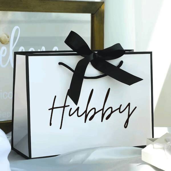 1 Pieza Bolsa de regalo única y premium para novio, bolsa de papel, bolsa de regalo de aniversario para novio, liviana y plegable, bolsa de compras, mejores ideas de regalo para novio para cumpleaños, Navidad y Día de San Valentín