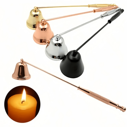 1pc Stainless Steel Horn Shaped Wick Snuff Dispenser, Candle Fire Extinguisher, Rotatable Candle Snuff Dispenser With Ergonomic Handle, Candle Fire Extinguisher Cover For Extinguishing Candles, Wicks Aromatherapy Candle For Extinguishing Candles, Stainless Steel Aromatherapy Candle Tool