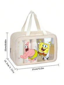 3pcs SpongeBob Pattern Waterproof Travel Toiletry Bag, Cartoon Patrick Star Portable Large Capacity Cosmetic Bag, Suitable For Storing Cosmetics And Travel Essentials - Can Be Used As Travel Organizer, Makeup Bag, Cosmetic Storage Bag, Holiday Organizer, Large Capacity Cosmetic Box, Ideal For Storing Lipstick, Makeup Brushes, Skincare, Phones, Coins And Small Items, Great For Home, Gifts, Vacation And Holidays (Halloween, Christmas) Make Up Bag - Multicolor - View 6