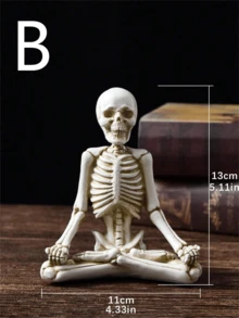 Decoración de estatua de esqueleto en posición de yoga para Halloween, modelo de esqueleto corporal de resina hecho a mano en estilo gótico, adecuado para fiestas de Halloween, cementerio, casa embrujada y decoración de escritorio - Multicolor - Ver 6