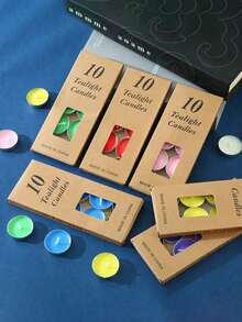 50pcs/10pcs Round Mini Aluminum Shell Butter Tea Wax Theme Holiday Decoration Proposal Candle Decoration, Hotel Tea Brewing Insulation Small Candle Multi-Color Round Tea Candle, Romantic Handmade Candle, Wedding Party Home Decoration Gift