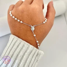 Rosary Of Our Lady Plated In 925 Silver Or 18K Gold Hypoallergenic With Extender - Silver - View 2
