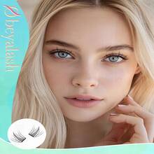 Self Adhesive Eyelashes - Ultra-Thin & Ultralight, Press On, No Glue Needed, Pre Glued Clusters, Glueless Extension (Manga Look TJJ)