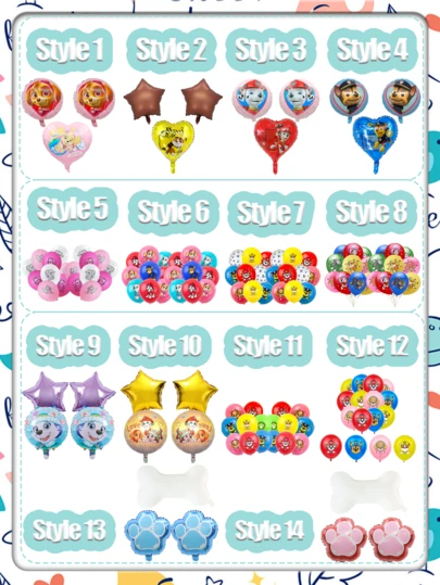 Decoraciones para fiesta de cumpleaños de Paw Patrol, disfraces familiares de festival de perros animados, globos de látex exquisitos para fiesta de cumpleaños