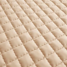 2件装防水防污防油绗缝无拉链枕套，不起球，信封式枕套，无拉链，柔软透气，防水，无异味，无噪音 - 曲線格-卡其 - 查看 6