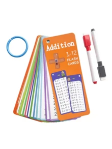 1 conjunto de cartões de tabuada, ferramenta de autoaprendizagem matemática, treinamento matemático Montessori, auxílio para o ensino de matemática, cartões de adição interativos e reutilizáveis, cartões de dupla face com linhas numéricas - 2 canetas apagáveis - material à prova d'água, adequados para sala de aula e tarefas de casa, cartões de aprendizagem (alguns acessórios aleatórios), atividades, professores, materiais escolares, artigos de papelaria