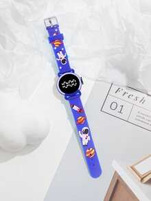 1 件卡通火箭宇航员图案电子手表，儿童礼物，生日礼物
