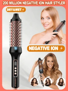 Thermal Brush Blowout, 1.5 Inch Heated Round Brush, Heated Curling Brush For Curls & Volume, Negative Ion, Two Settings, Rose Gold,Gifts For Men Women Gift Ideas Unique Gifts Top Cool Gifts Gifts For Her Gift Sets