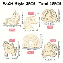 12PCS/18PCS/30PCS Wooden Unicorn Crafts: Festive Party Decorations, Artistic Room Accents, DIY Painting Projects, Wooden Handicrafts, Perfect Birthday Gifts - Apricot - View 8