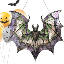 Contemporary Acrylic Bat Suncatcher,2D Process 8x7.3in - StainGlass Style Hanging Ornament For Window, Versatile Halloween Decor, Home Wall Art, Housewarming Gift, Wreath Centerpiece Accessory - Waterproof, Solvent Resistant, Featherless Home Decor Room Decor