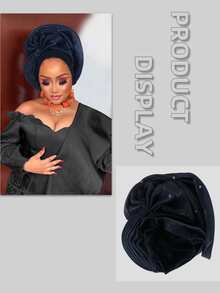 Nigerian Headwear Aso Oke Headband, Women's Wrapped Rhinestone, African Headscarf Hat, Auto Gele Headband, Handmade Fashionable Headwear, Suitable For Weddings, Parties, And Other Festivals - Multicolor - View 4