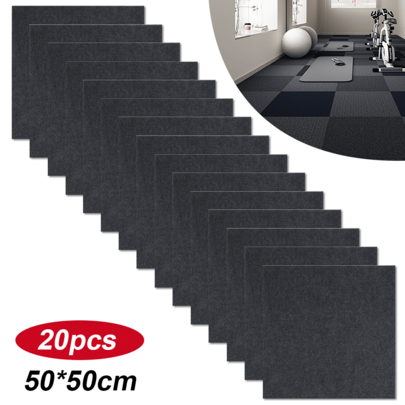 Carpet Tiles 50x50cm Peel And Stick, Self Adhesive Carpet Floor Tile For Home Living Room Bedroom Home Flooring(Dark Gray/Light Gray, 20 Pcs)
