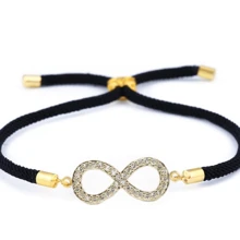 1 件微型镶嵌锆石镀金无限手链，配红绳，情人节或母亲节的幸运礼物