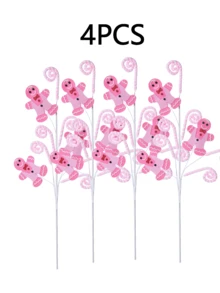 1/2/4/6 buc Crăciun roz turtă dulce om de zăpadă ramură decorare brad de Crăciun decorare turtă dulce Crăciun sărbătoare decorare casă decorațiuni de Crăciun camera decor iarnă