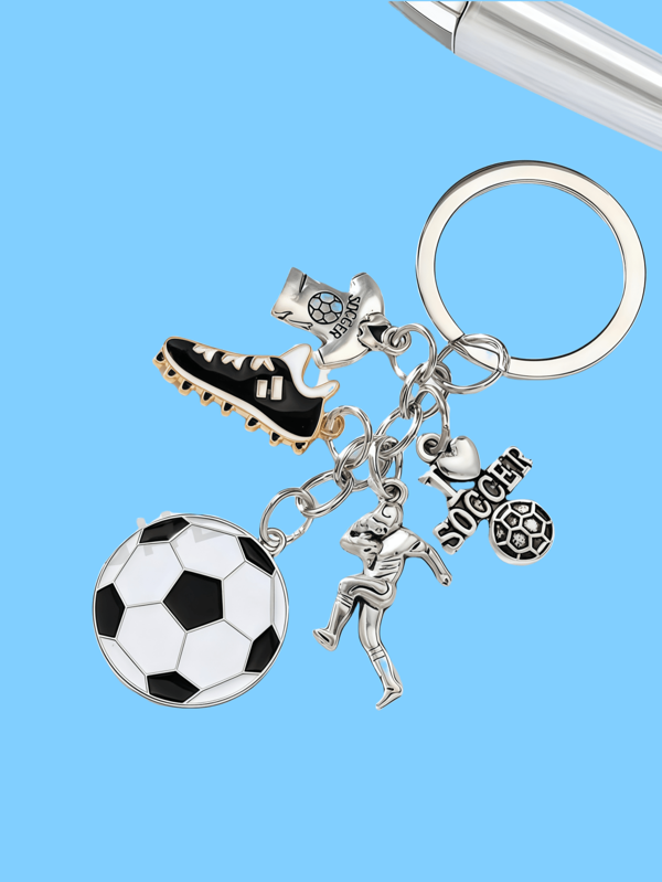 Ein Herren Fußball-Themen Schlüsselanhänger (mit Fußballspieler Design) zeigt den Charme des Fußballs perfekt. Es ist eine ausgezeichnete Wahl und perfekt zum Dekorieren von Taschen und Schlüsseln. Weihnachtsgeschenkideen, Taschenzubehör, Schlüsselbänder mit ID-Halter, Autozubehör, Taschenanhänger