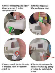 1Pc Smart Toothbrush Sterilizer, Hole-Free Wall-Mounted Toothbrush Holder, USB Charging Multi-Functional Automatic Toothpaste Squeezer, Bathroom Set Can Hold 4 Toothbrushes And One Toothpaste, Suitable For Bathrooms, Dormitories, And Home Decoration Home Bathroom Decor Back To School