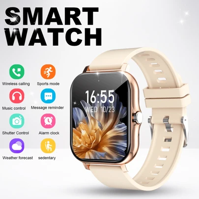 Full Touch Smart Watch: Supports Wireless Calling, Pedometer, Music Control, Games And Fitness Functions, Compatible With Android/IOS Phones, Suitable For Both Men And Women. Equipped With 180mAh Battery, An Ideal Gift Choice For New Year, Valentine's Day, Easter, Mother's Day, Father's Day, Halloween, Thanksgiving And Christmas.