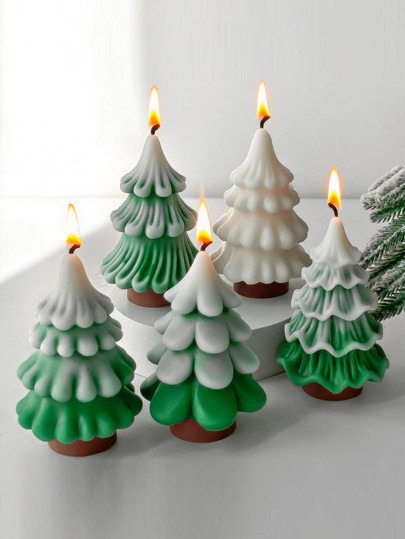 1pc New Christmas Tree Candle Silicone Mold For Handmade Candles, Gypsum, Soap - Reusable Soft And Easy To Clean Mold With Complex Christmas Theme Design, DIY Crafts, Candle Making, Home Decoration, Craft Silicone Mold, Craft Supplies Christmas Decorations Room Decor, Christmas Gifts