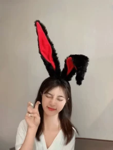 1个复活节兔子耳朵头箍，COSPLAY道具配饰，动物耳朵头箍，圣诞节，复活节，万圣节装饰礼物 - 彩色 - 查看 4