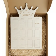 1 szt. Drewniana ramka na zdjęcia z okazji pierwszego roku życia dziecka, miesięczna ramka na zdjęcia noworodka